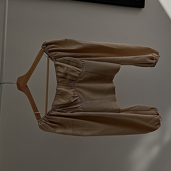 Abercrombie & Fitch Gold Satin Blouse long sleeve rouched sleeves - Picture 11 of 12